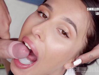 bukkake Bukkake - Alyssa Bounty swallows *** mouthful cumshots blowjob cumshot